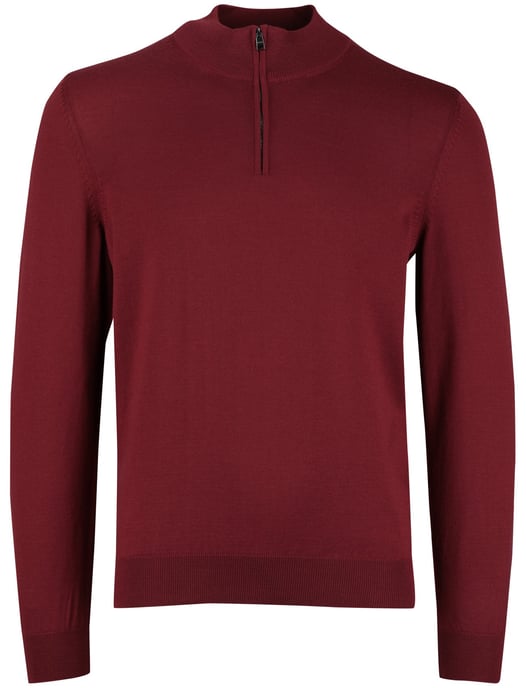 Boss Black Ebenji trui bordeaux half zip effen lamswol - Image 3