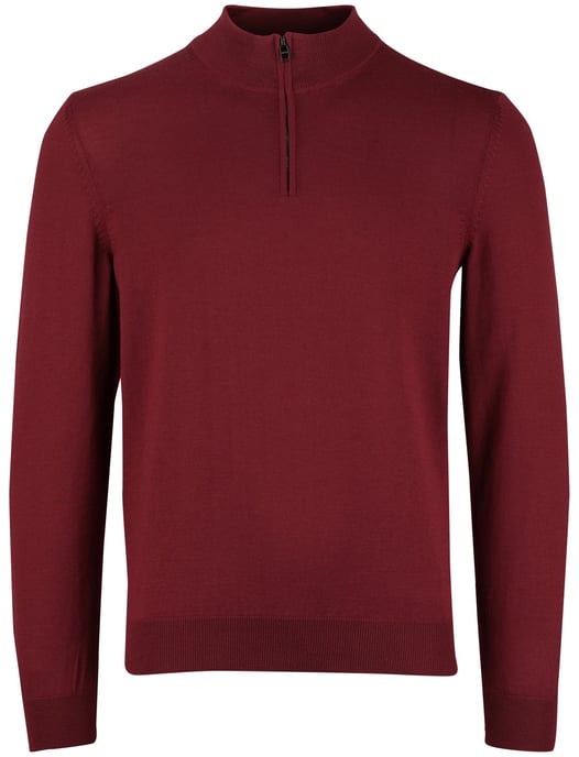 Boss Black Ebenji trui bordeaux half zip effen lamswol - Image 4