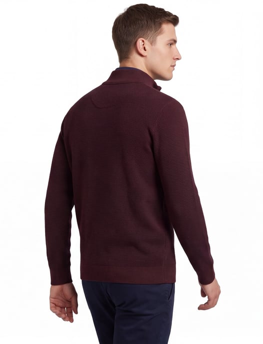 Casa Moda trui effen bordeaux half zip wijde fit - Image 2