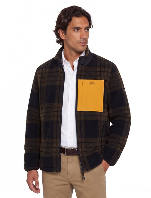 vest Camel Active fleece donkerbruin met borstzak - Image 1