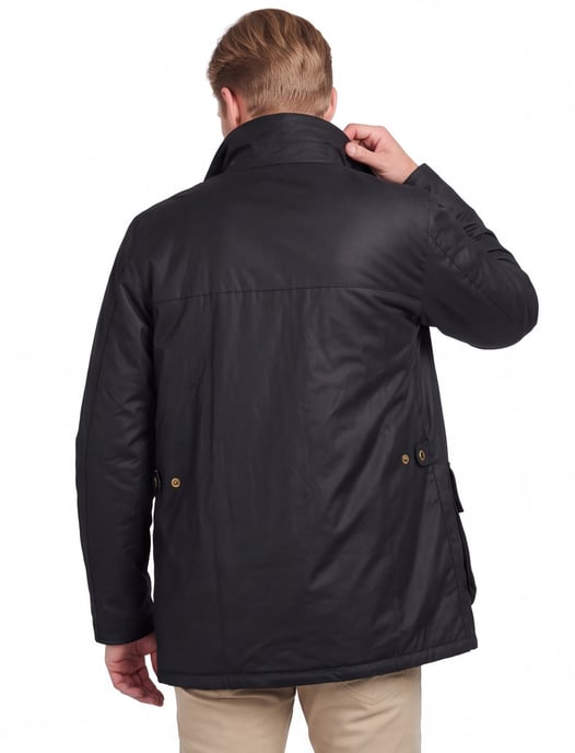 Barbour effen donkerblauw waxjas normale fit - Image 2