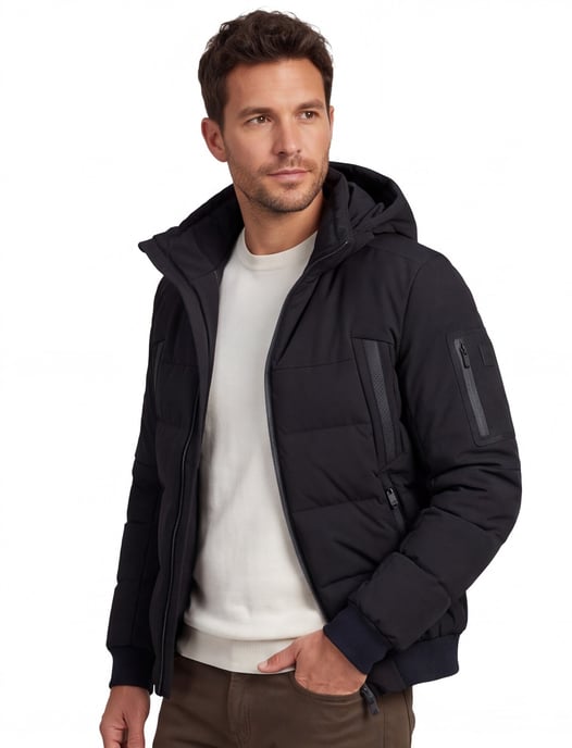 Winterjas Boss Green zwart puffer met capuchon - Image 1