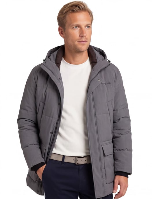 Bugatti winterjas grijs met capuchon - Image 1