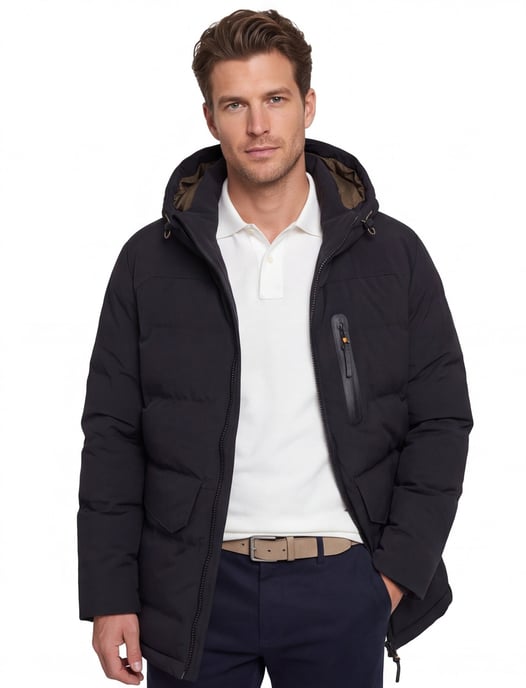 winterjas Camel Active donkerblauw met borstzak - Image 1