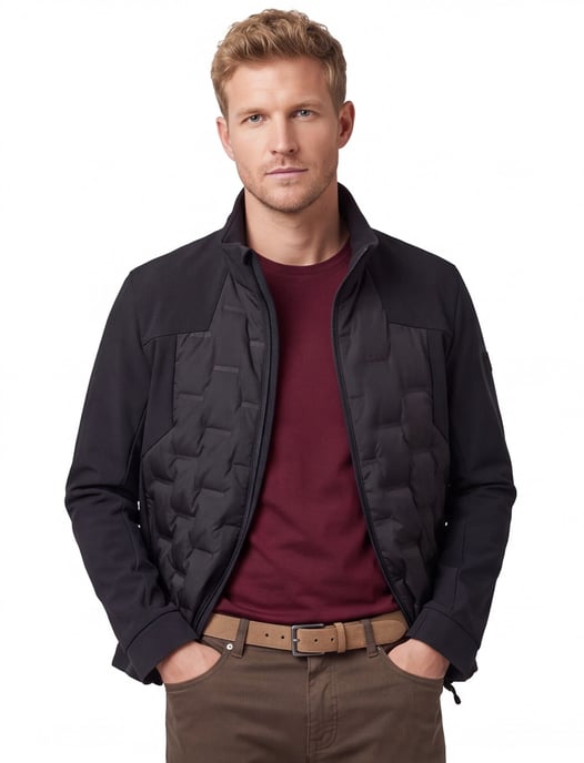 winterjas Boss Green zwart effen met capuchon - Image 1