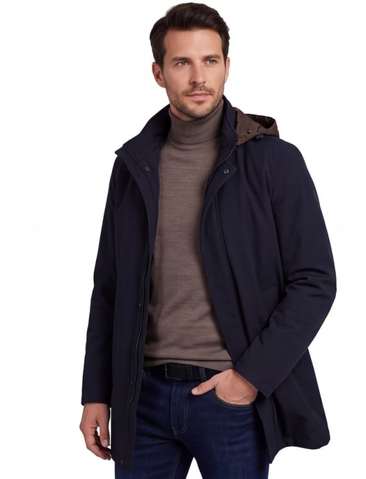Bugatti winterjas donkerblauw afneembare capuchon polyester - Image 1