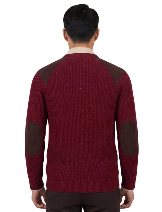 Barbour trui rood gemeleerd gebreid wol lange mouw - Image 2