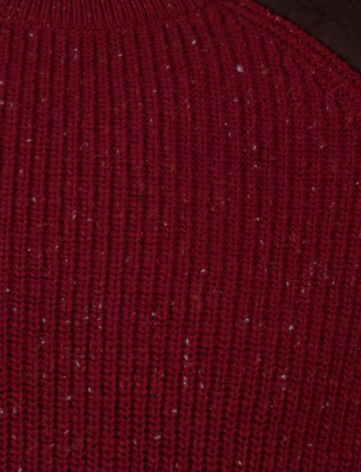 Barbour trui rood gemeleerd gebreid wol lange mouw - Image 3