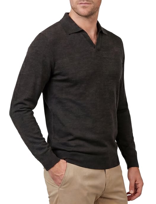 polo lange mouw Profuomo bruin - Image 1