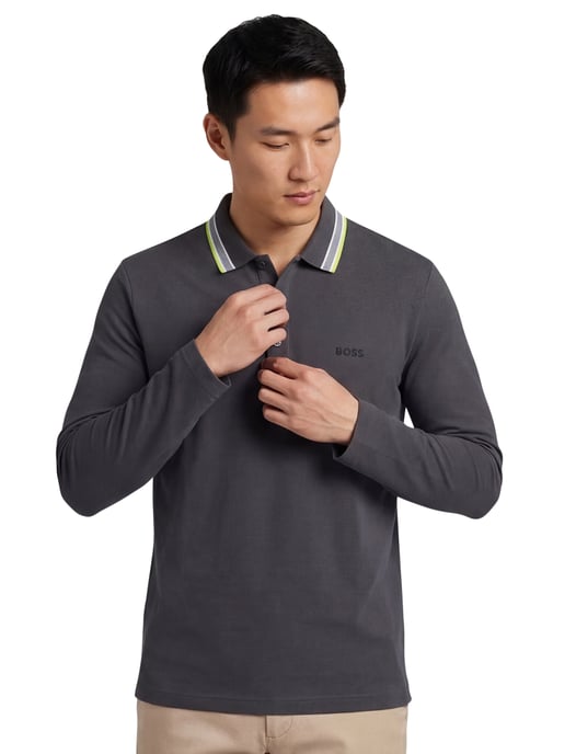 poloshirt Boss Green grijs lange mouw katoen - Image 2