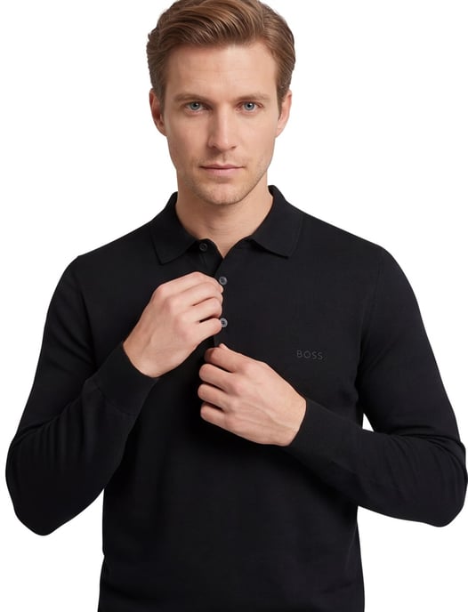 Hugo Boss polo normale fit zwart effen wol - Image 2