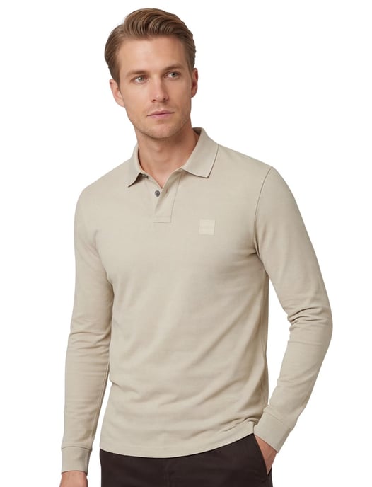BOSS 2-knoops Passerby polo slim fit beige katoen - Image 1