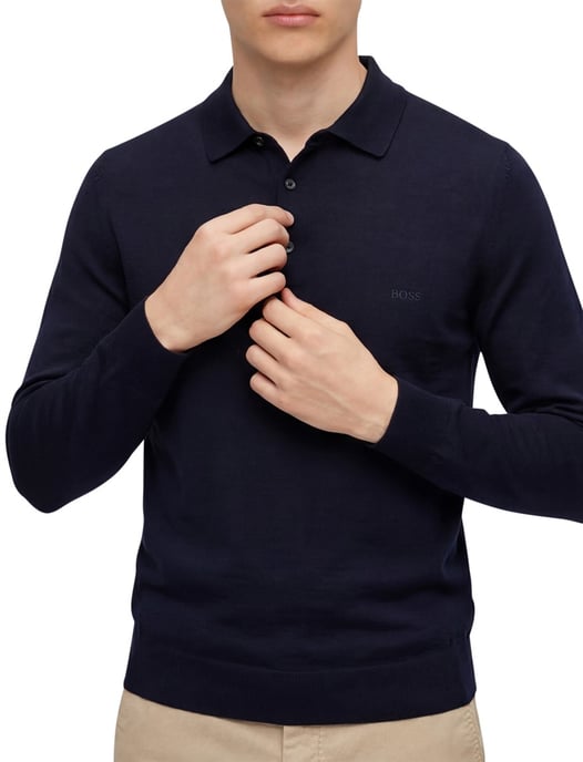 Hugo Boss polo normale fit donkerblauw effen - Image 2