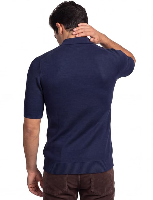 poloshirt Boss Orange donkerblauw met rits - Image 2