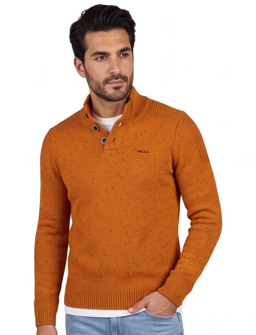 NZA 3 knopen trui oranje effen - Image 1