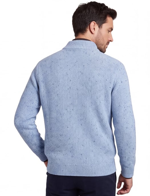 Fynch Hatton half zip kabeltrui wol lichtblauw - Image 2