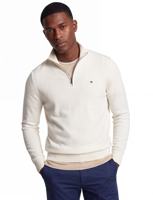 Trui wit Tommy Hilfiger half zip - Image 1