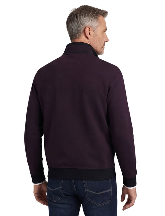 Casa Moda half zip trui premium cotton aubergine met borstzak - Image 2