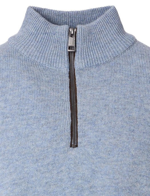 Casa Moda lichtblauw half-zip trui met boord - Image 3