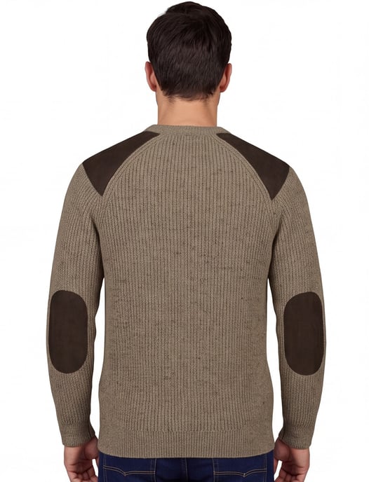 wollen Barbour trui effen khaki normale fit - Image 4