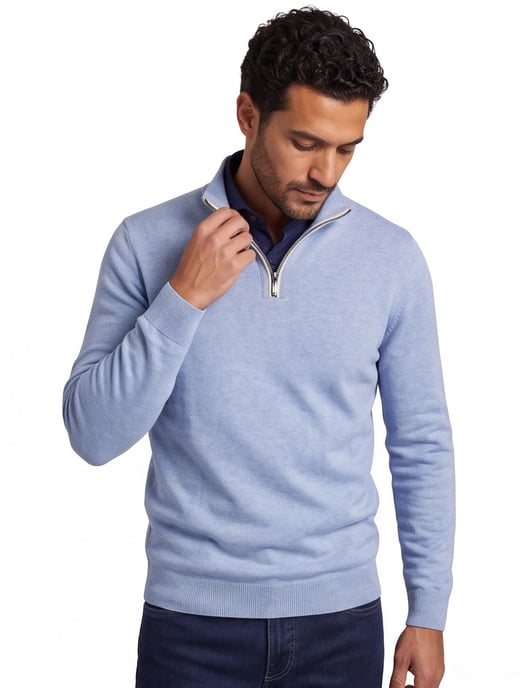 Casa Moda half zip pullover effen lichtblauw - Image 1