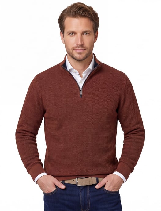 Trui Casa Moda oranje half zip - Image 1