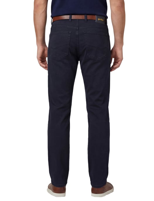 katoenen Gardeur normale fit Bill pantalon effen donkerblauw - Image 4