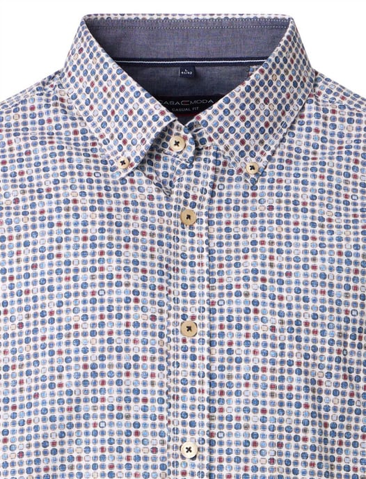 modieus blauw geprint Casa Moda casual fit overhemd - Image 3