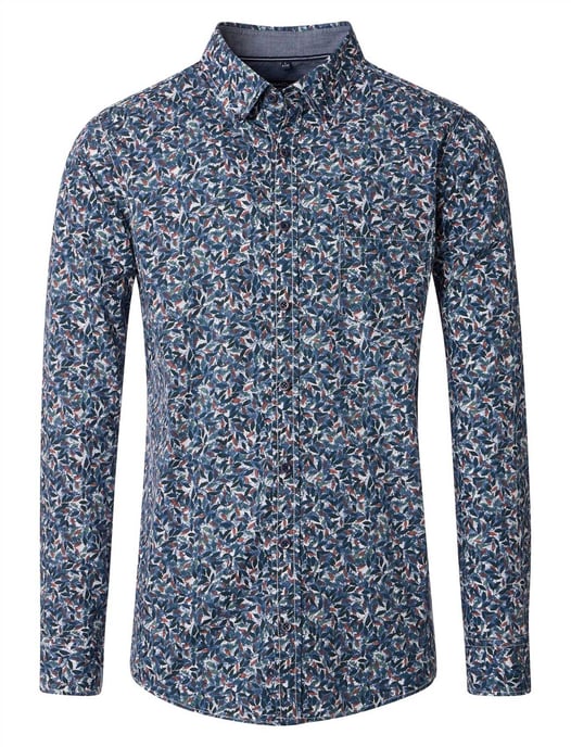 blauw geprint modern Casa Moda casual fit overhemd - Image 1