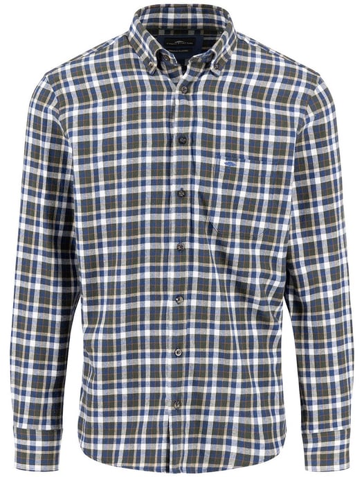 Fynch Hatton overhemd blauw flanel borstzak - Image 1