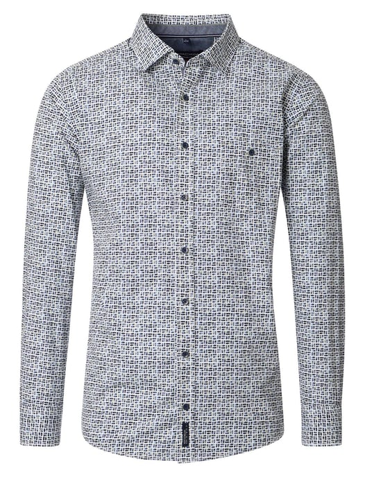 casual overhemd Casa Moda Casual Fit donkerblauw geprint - Image 1
