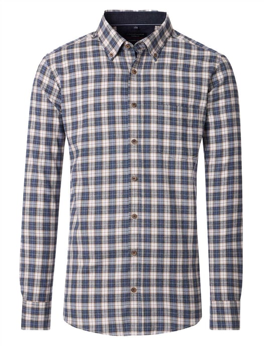 Casa Moda overhemd geruit donkerblauw katoen wijde fit - Image 1