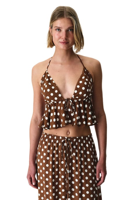 Gestippelde Halter Bikini Top Met Ruffles - Image 2