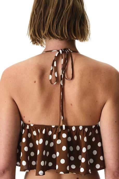 Gestippelde Halter Bikini Top Met Ruffles - Image 3