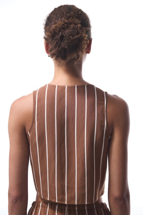 Gestreepte V-hals Mouwloze Bodysuit - Image 3