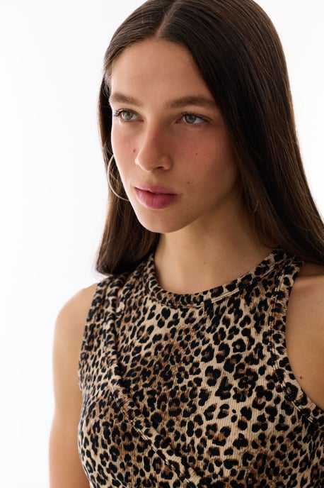 Leopard Uitsnede Mouwloze Bodysuit - Image 2