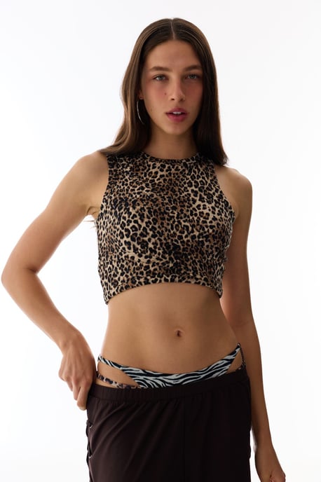 Leopard Uitsnede Mouwloze Bodysuit - Image 4