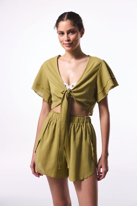 Katoenen Crop Bodysuit Met Strikdetail - Image 5