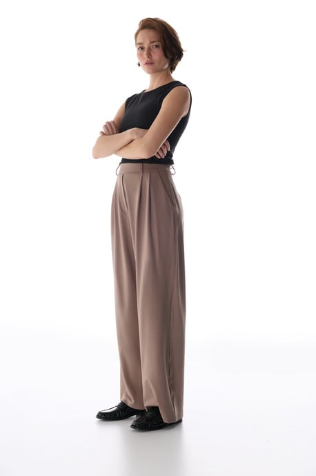 Hoge Taille Wijde Pantalon met Plissé - Image 4