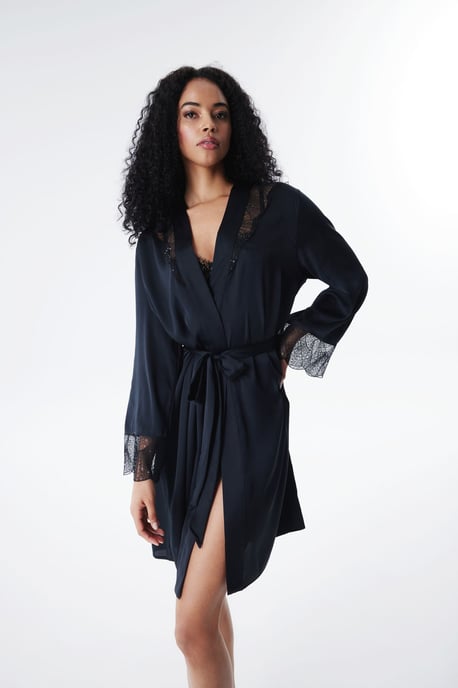 Dames Korte Gebreide Badjas met Strik Taille - Image 1