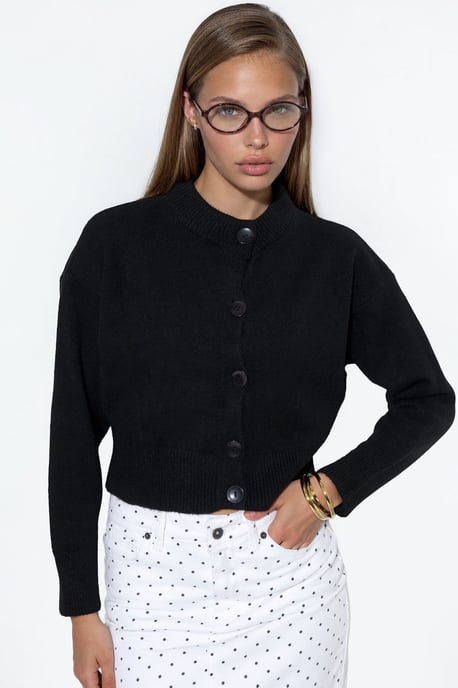 Korte Geribbelde Cardigan met Knopen - Image 1