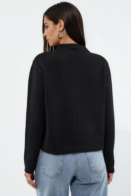 Geribbelde Crew Neck Knopen Cardigan - Image 2