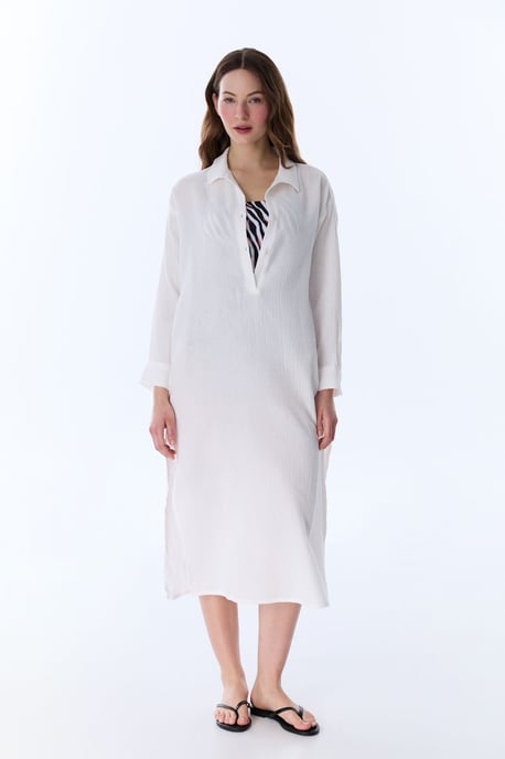 Lange Oversized Katoenen Knop Cover-Up - Image 1