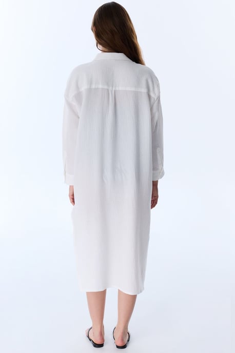 Lange Oversized Katoenen Knop Cover-Up - Image 2