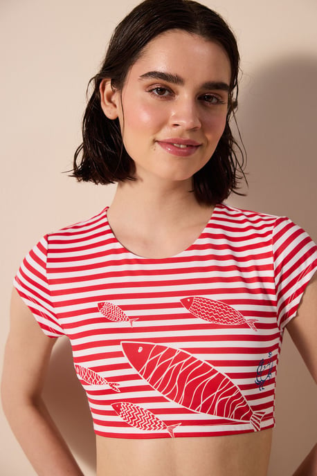 Gestreepte Bikini Top met Vaste Band - Image 1