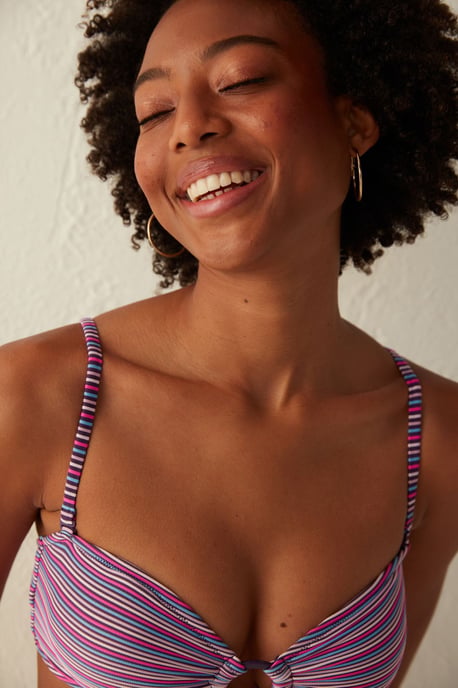 Gestreepte Cut-Out Bandeau Bikini Top - Image 4