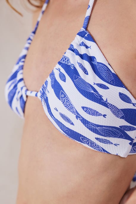 Bedrukte Gerimpelde Driehoek Bikini Top - Image 3