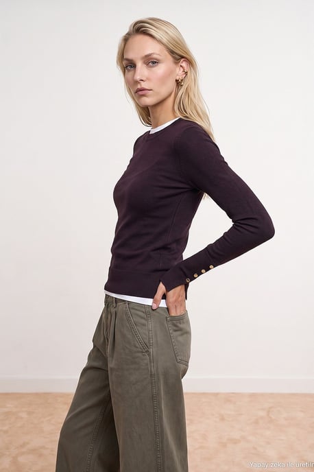 Geribbelde Crew Neck Slim Fit Trui - Image 1
