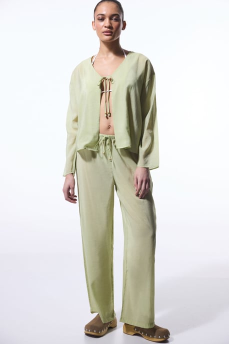 Overmaat V-hals Strik-voorkant Midi Kimono - Image 4