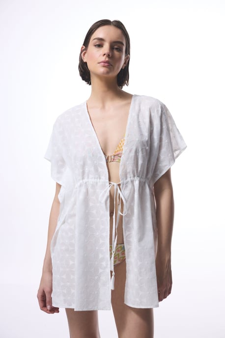 Geborduurde Katoenmix Midi Kimono - Image 1
